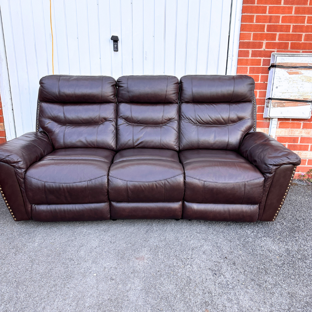 Dfs 3 Seater Electric Recliner Sofa in Brown Leather