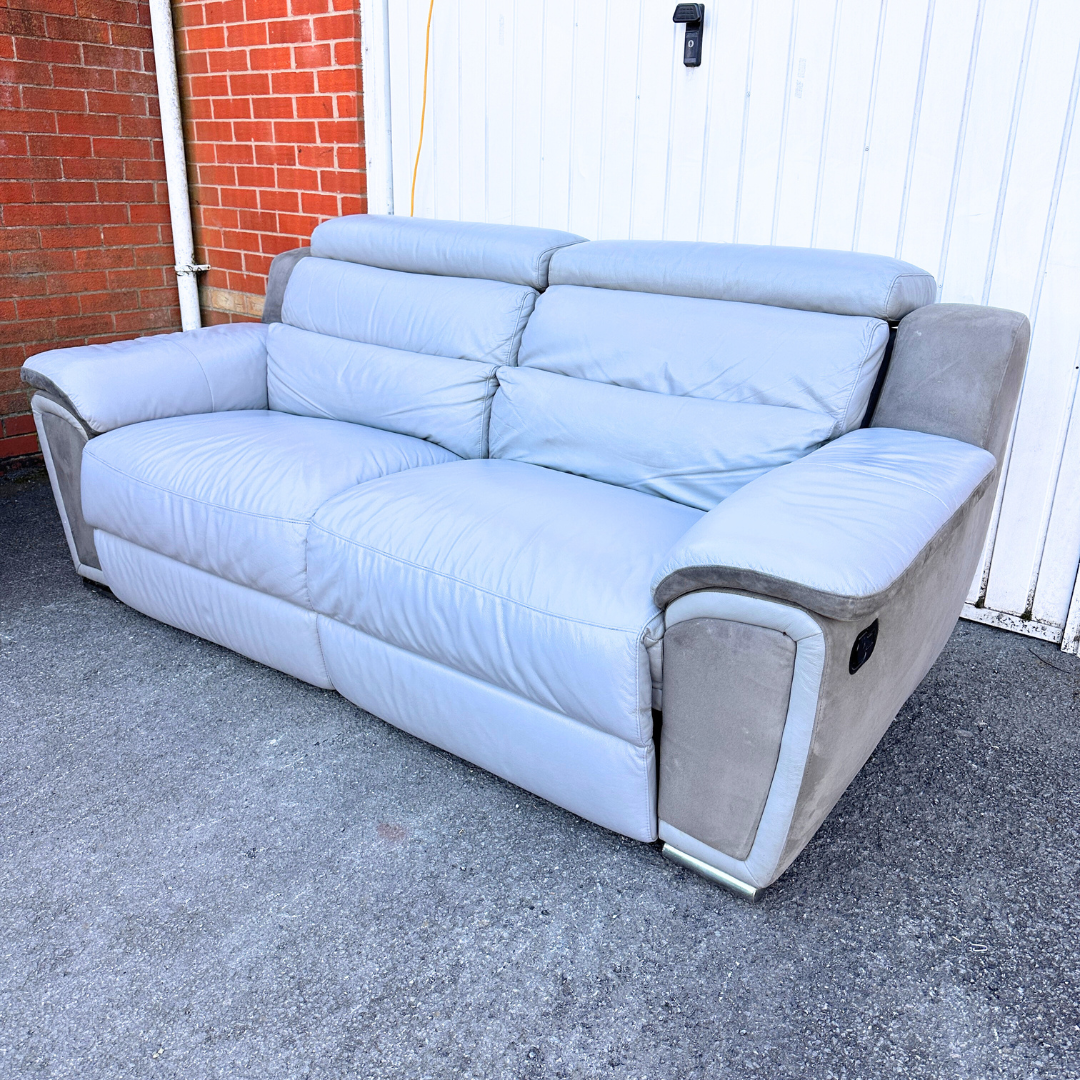 DFS 3&2 Seater Sofa Set - Recliners - Light Grey Leather
