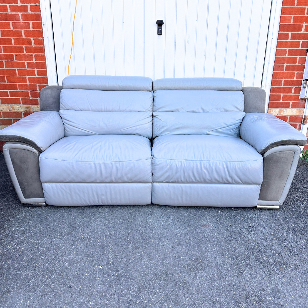 DFS 3&2 Seater Sofa Set - Recliners - Light Grey Leather