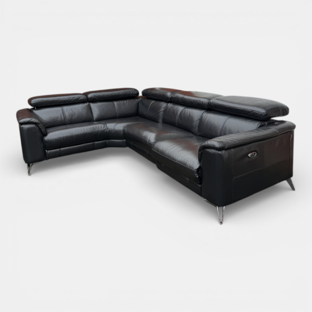 DFS Power Recliner Corner Sofa in Genuine Black Leather | RRP £3400