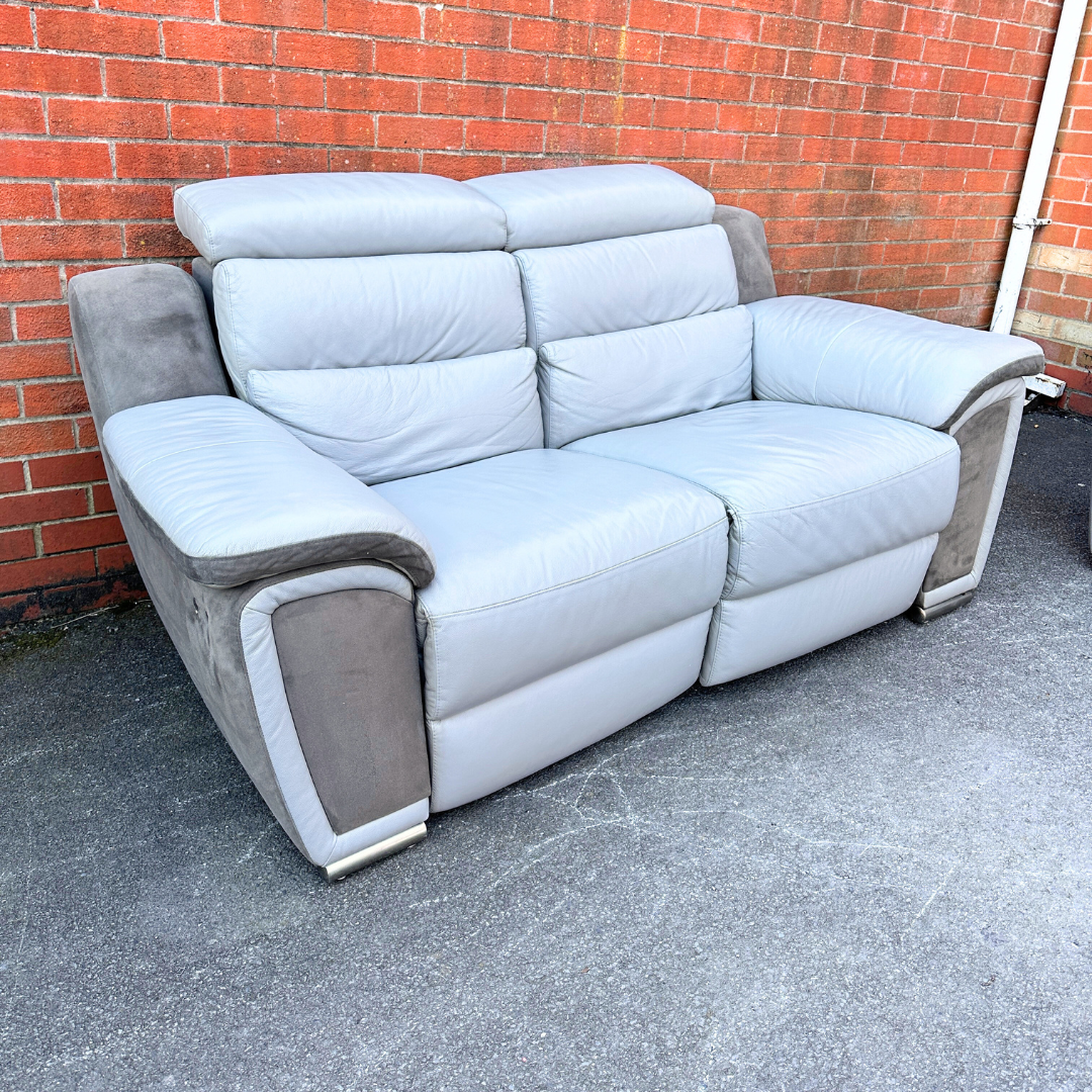 DFS 3&2 Seater Sofa Set - Recliners - Light Grey Leather