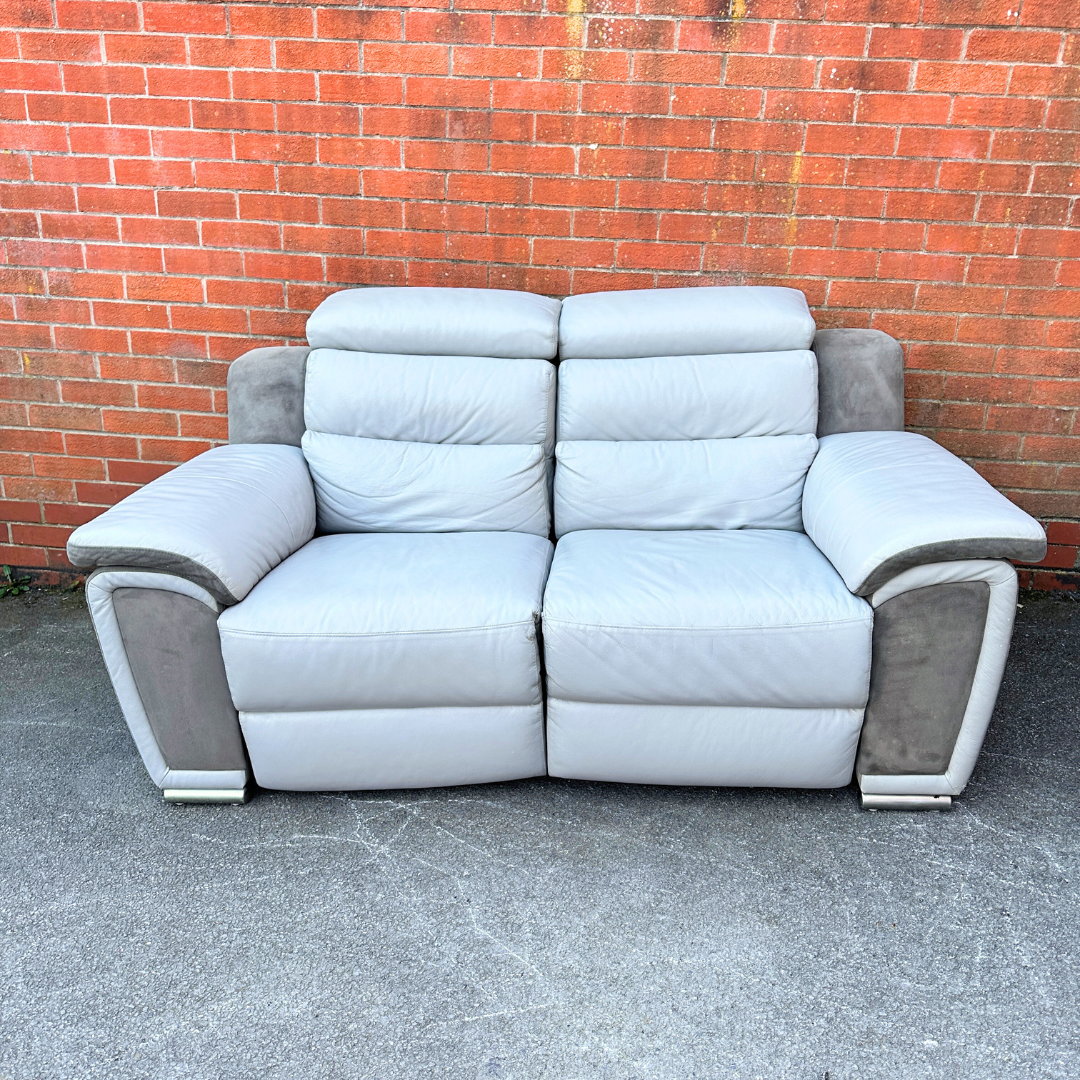 DFS 3&2 Seater Sofa Set - Recliners - Light Grey Leather
