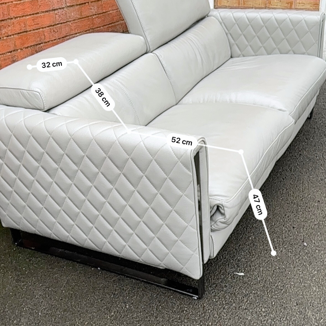 Ex-Display Alvaro Genuine Grey Leather 3 Seater Power Recliner Sofa (Sofology)