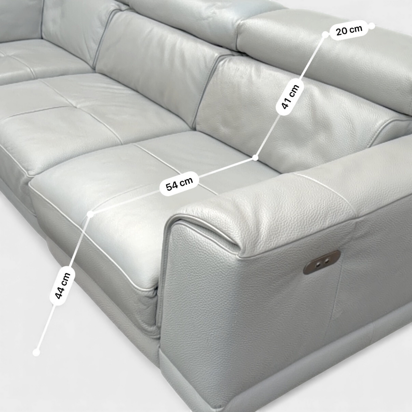 DFS Milano L-Shaped Electric Recliner Corner Sofa- Genuine Ivory Leather