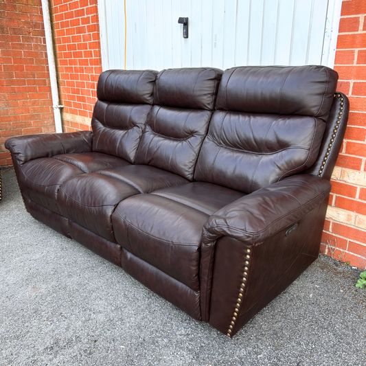 Dfs 3 Seater Electric Recliner Sofa in Brown Leather