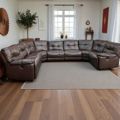 DFS Brown Leather Modular Corner Sofa with 4 Seater Electric Recliners  | RRP over £3000