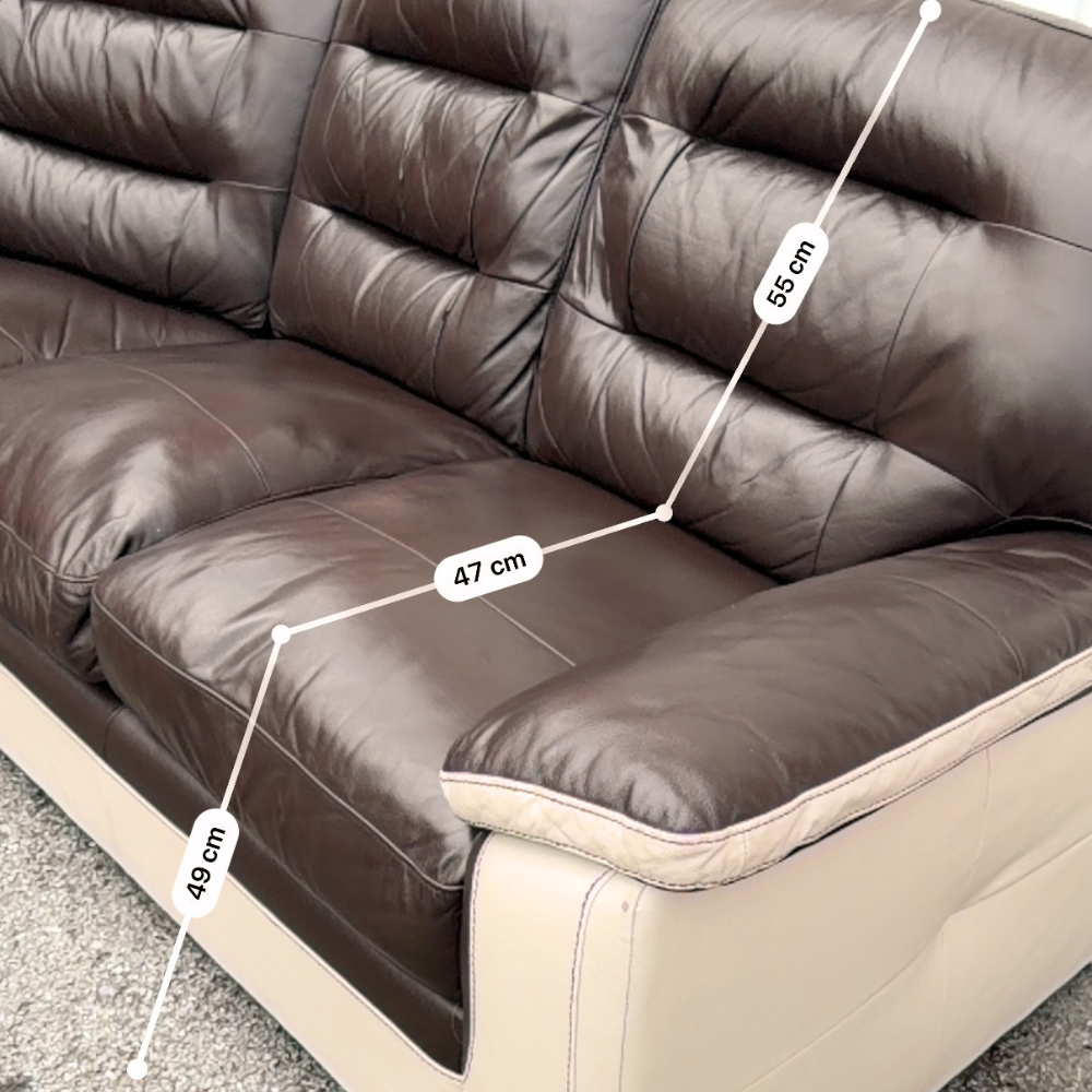 Dfs 5/6 Seater Corner Sofa & FREE Swivel Chair - Brown/Cream Leather