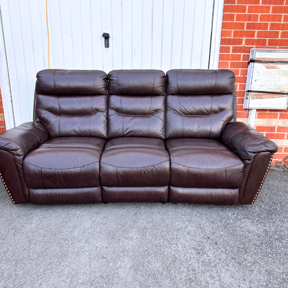 Dfs 3 Seater Electric Recliner Sofa in Brown Leather