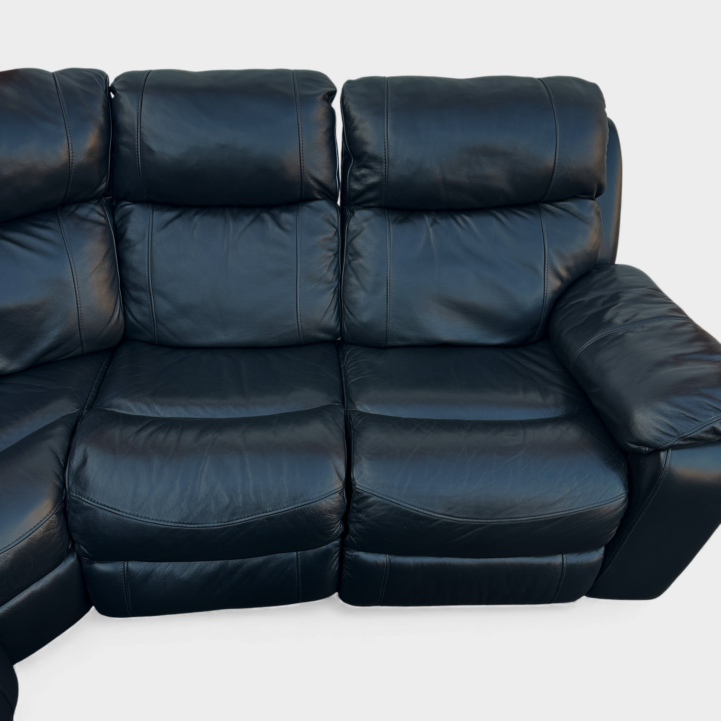 DFS Genuine Black Leather Manual Recliner Corner Sofa