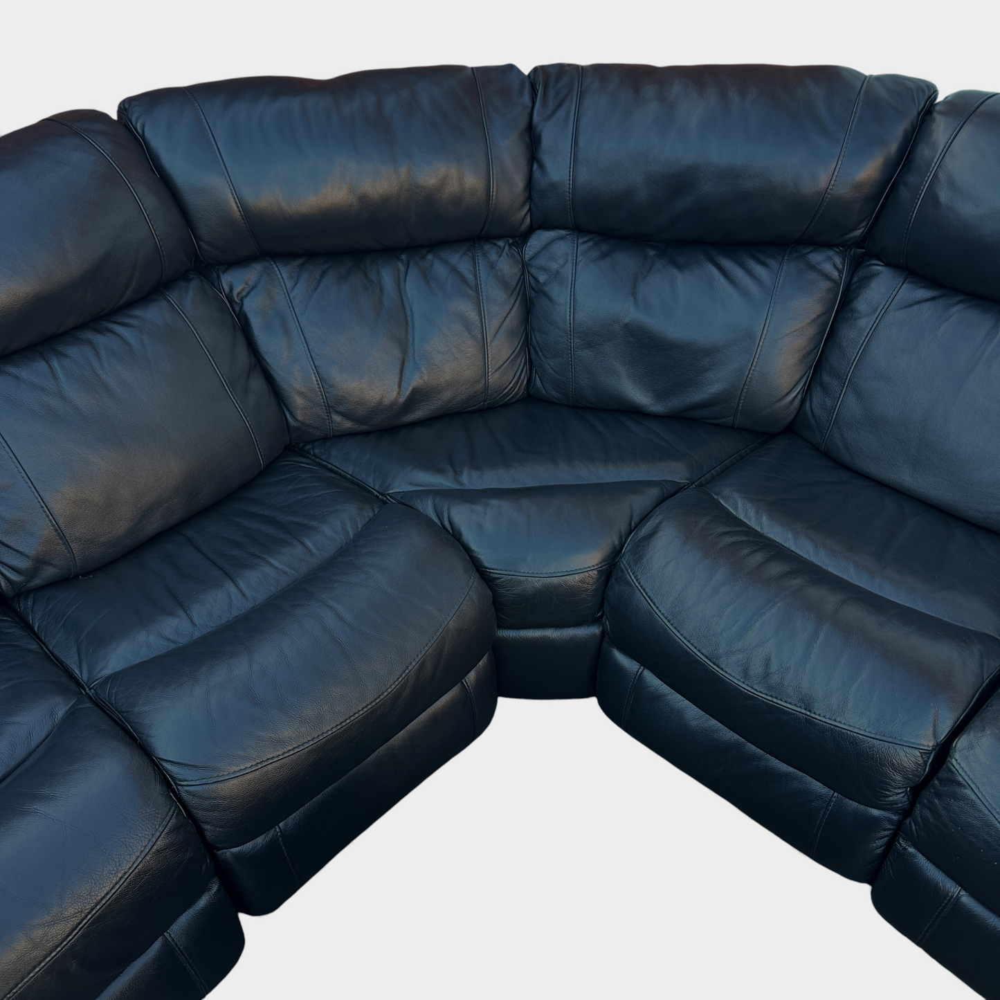 DFS Genuine Black Leather Manual Recliner Corner Sofa