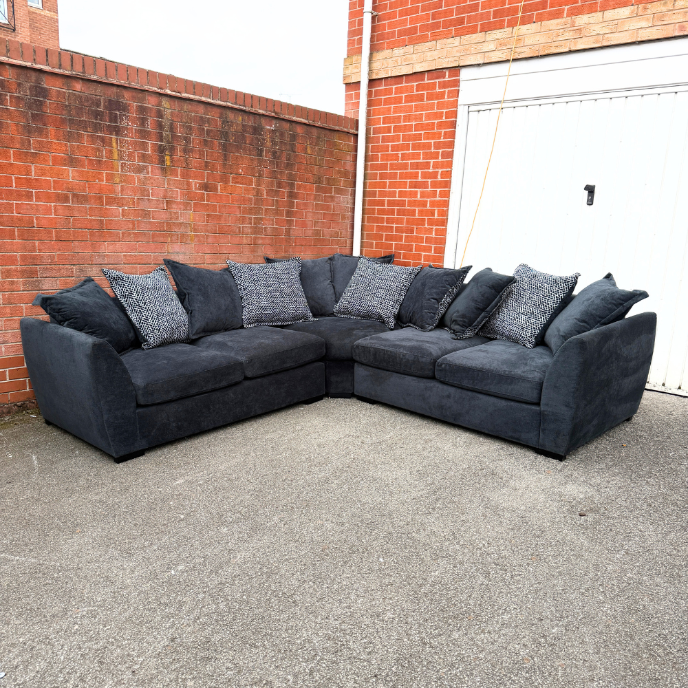 Ex-Display DFS "Loleta" Corner Sofa in Grey Crushed Velvet | RRP £1339