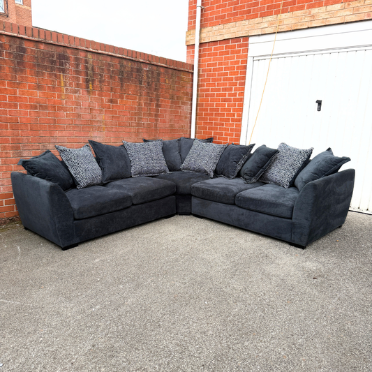 Ex-Display DFS "Loleta" Corner Sofa in Grey Crushed Velvet | RRP £1339