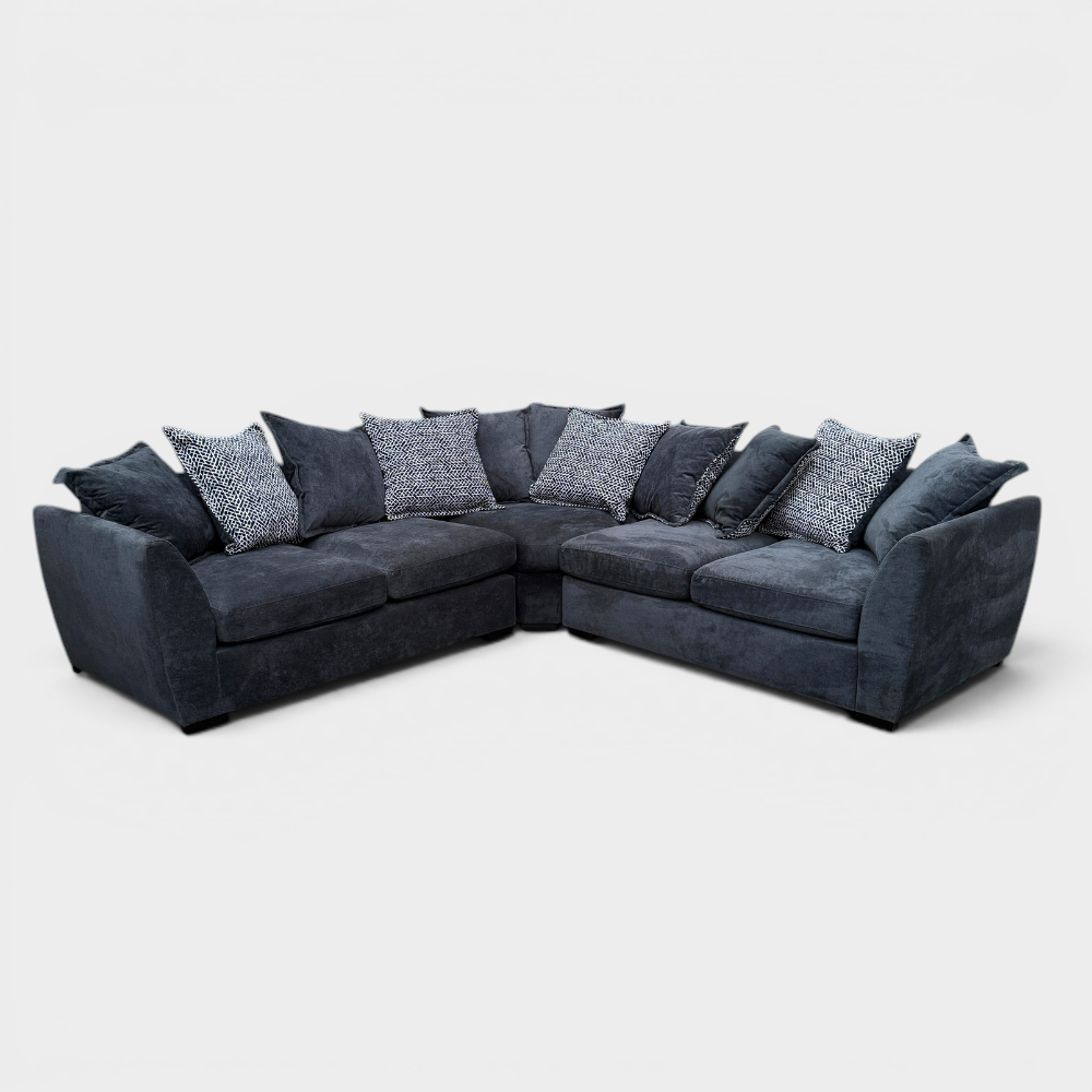 Ex-Display DFS "Loleta" Corner Sofa in Grey Crushed Velvet | RRP £1339