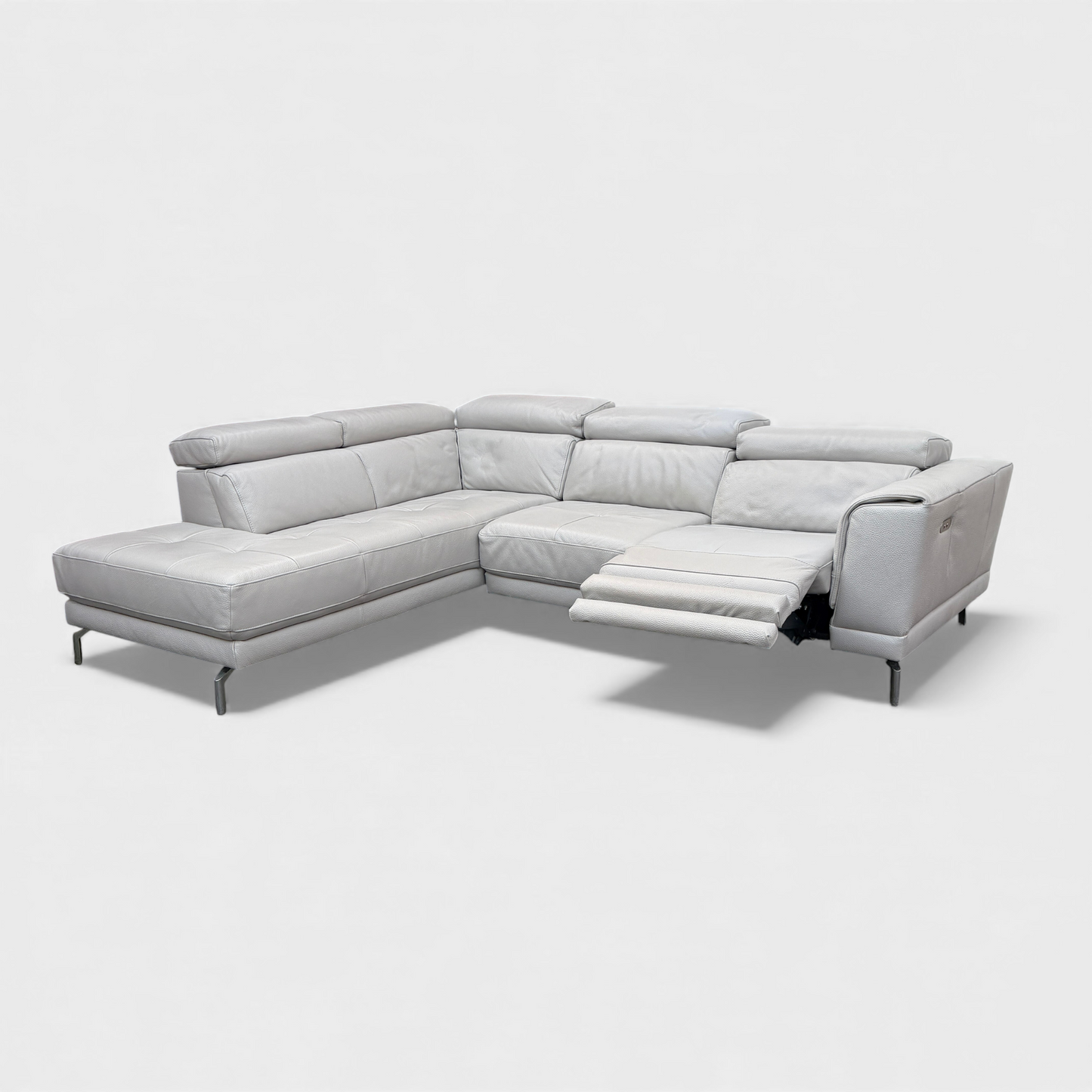 DFS Milano L-Shaped Electric Recliner Corner Sofa- Genuine Ivory Leather