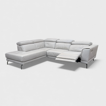 DFS Milano L-Shaped Electric Recliner Corner Sofa- Genuine Ivory Leather