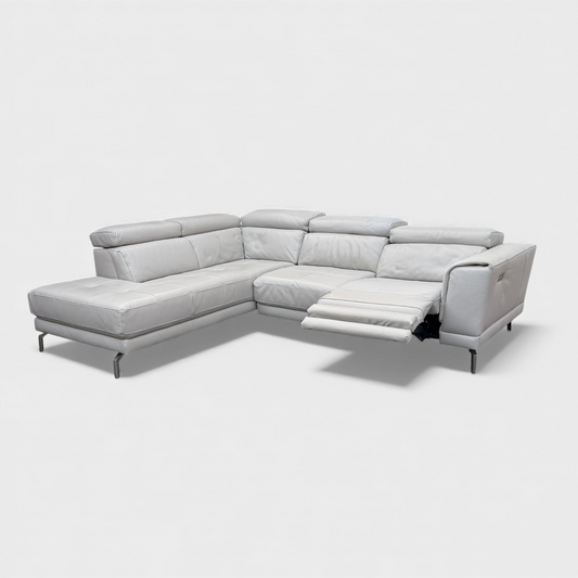 DFS Milano L-Shaped Electric Recliner Corner Sofa- Genuine Ivory Leather