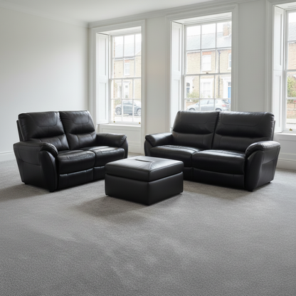 Furniture Village High Back 3 & 2 Seater Sofa Suite & Free Footstool