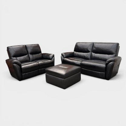 Furniture Village High Back 3 & 2 Seater Sofa Suite & Free Footstool