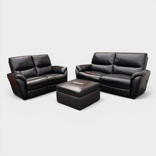 Furniture Village High Back 3 & 2 Seater Sofa Suite & Free Footstool