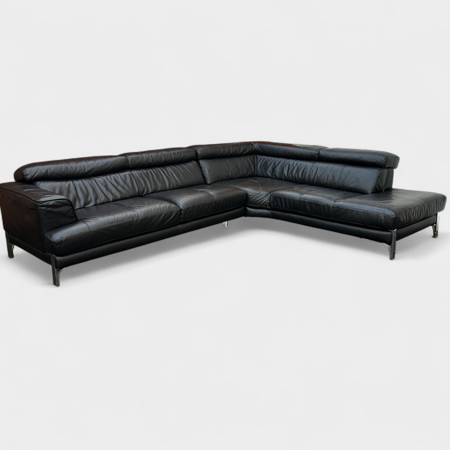 Dfs Full Genuine Black Leather Corner Sofa | RRP over £3000