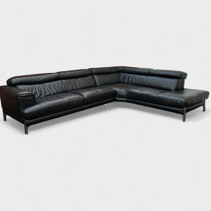 Dfs Full Genuine Black Leather Corner Sofa | RRP over £3000