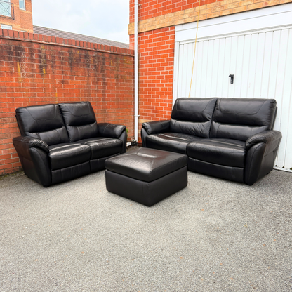 Furniture Village High Back 3 & 2 Seater Sofa Suite & Free Footstool