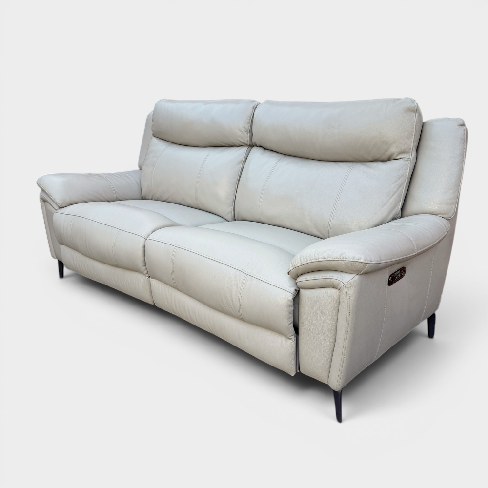 Ex-Display DFS 3+2 Seater Sofa Set - Electric Recliners - Genuine Grey Leather | RRP £3158