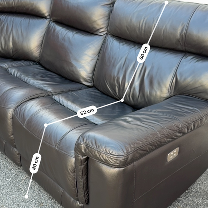 Dfs Electric Recliner & Headrests Corner Sofa - Genuine Dark Brown Leather