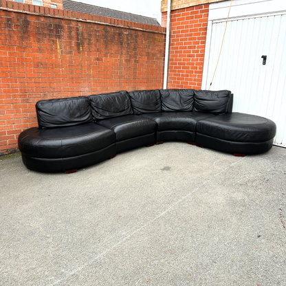 DFS 5/6 Seater Corner Sofa-Genuine Black Leather