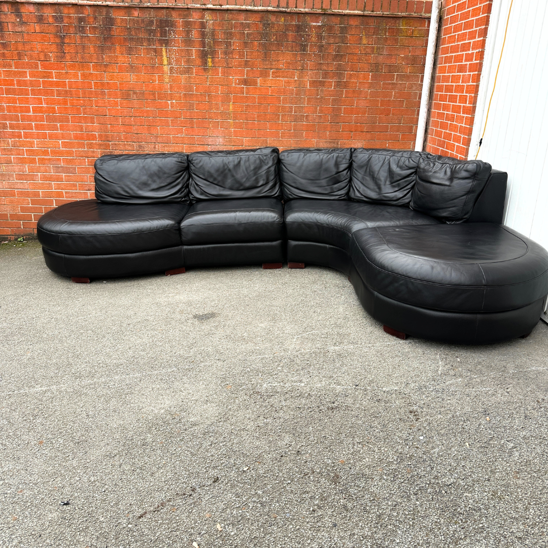 DFS 5/6 Seater Corner Sofa-Genuine Black Leather
