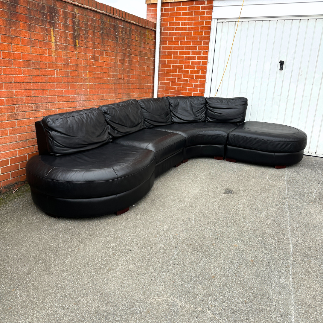 DFS 5/6 Seater Corner Sofa-Genuine Black Leather