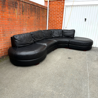 DFS 5/6 Seater Corner Sofa-Genuine Black Leather