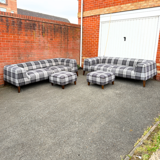 Metropolitan Style 3+3 Seater Sofa Set + FREE 2 Footrests - Dustin Ash Fabric