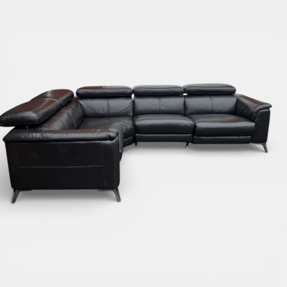 DFS Power Recliner Corner Sofa in Genuine Black Leather | RRP £3400