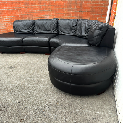 DFS 5/6 Seater Corner Sofa-Genuine Black Leather
