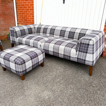 Metropolitan Style 3+3 Seater Sofa Set + FREE 2 Footrests - Dustin Ash Fabric