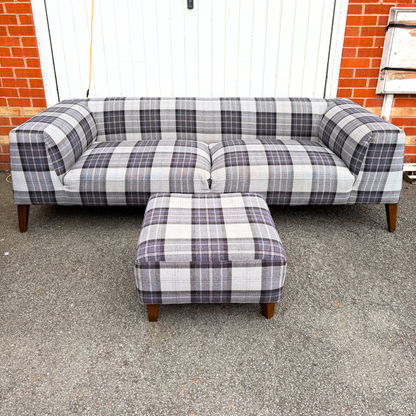 Metropolitan Style 3+3 Seater Sofa Set + FREE 2 Footrests - Dustin Ash Fabric