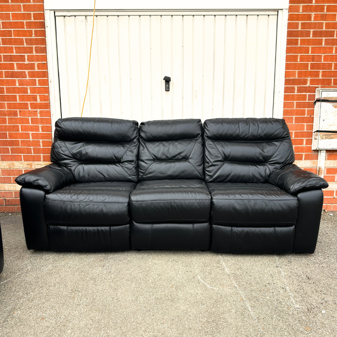 DFS 3 & 2 Seater Recliners Sofa Set - Genuine Black Leather