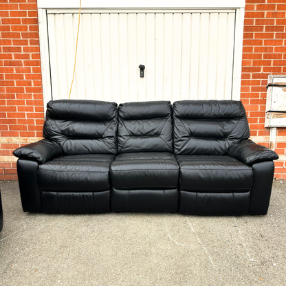 DFS 3 & 2 Seater Recliners Sofa Set - Genuine Black Leather
