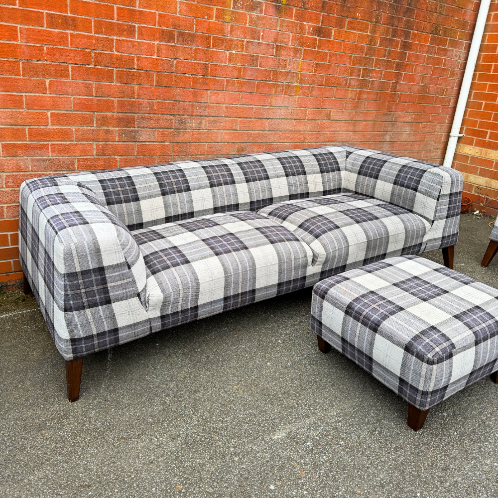 Metropolitan Style 3+3 Seater Sofa Set + FREE 2 Footrests - Dustin Ash Fabric