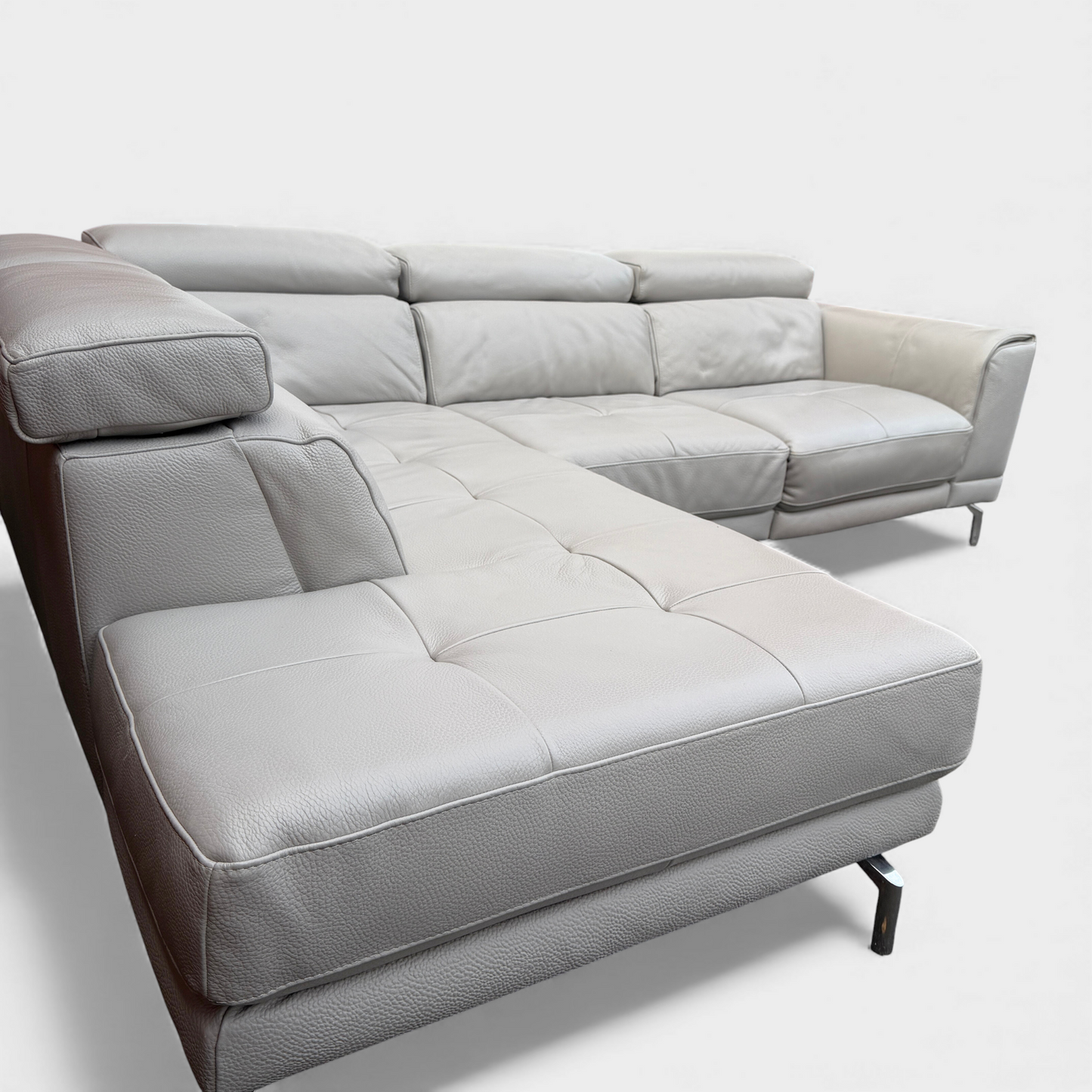 DFS Milano L-Shaped Electric Recliner Corner Sofa- Genuine Ivory Leather