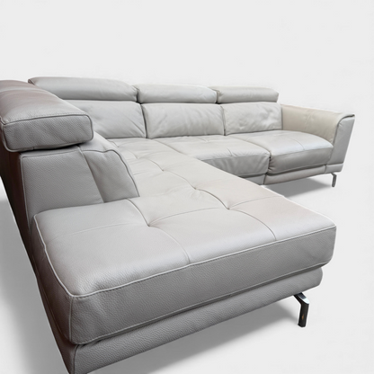 DFS Milano L-Shaped Electric Recliner Corner Sofa- Genuine Ivory Leather