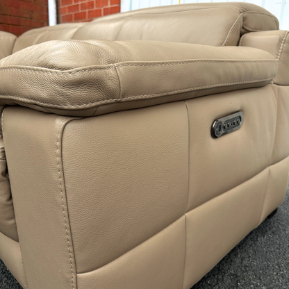 Sofology Laurence Corner Sofa-Electric Recliners & Headrests-Genuine Beige Leather | RRP £3699