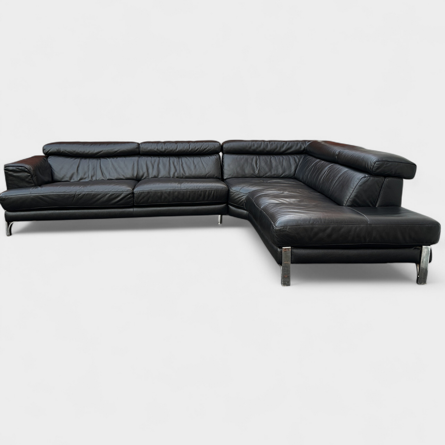 Dfs Full Genuine Black Leather Corner Sofa | RRP over £3000
