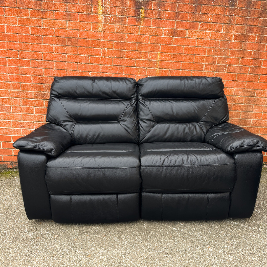 DFS 3 & 2 Seater Recliners Sofa Set - Genuine Black Leather