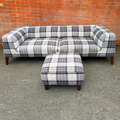 Metropolitan Style 3+3 Seater Sofa Set + FREE 2 Footrests - Dustin Ash Fabric