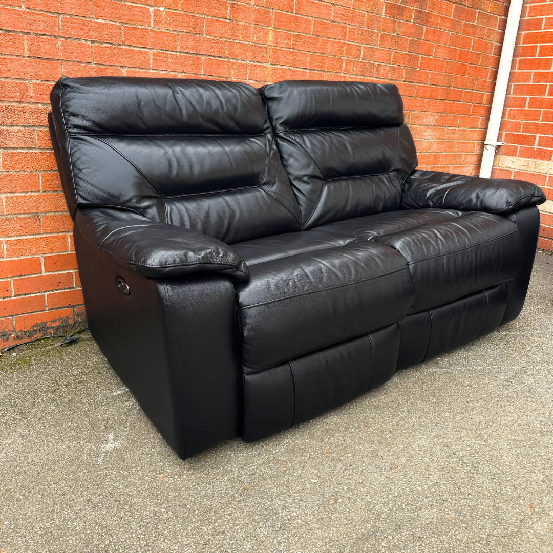 DFS 3 & 2 Seater Recliners Sofa Set - Genuine Black Leather