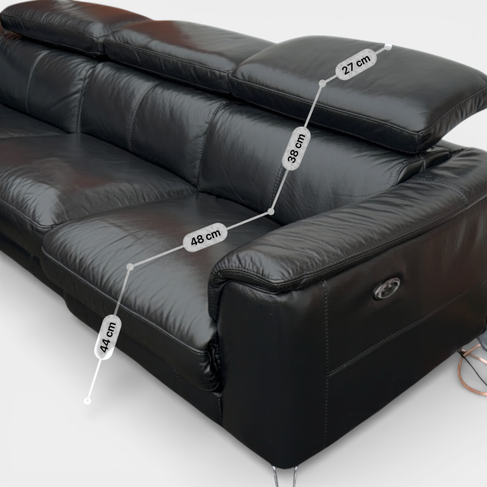DFS Power Recliner Corner Sofa in Genuine Black Leather | RRP £3400