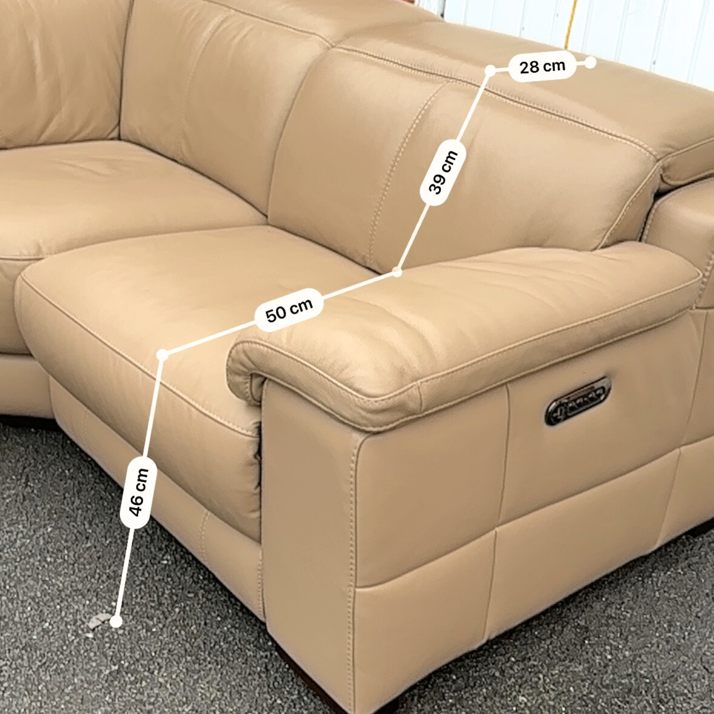 Sofology Laurence Corner Sofa-Electric Recliners & Headrests-Genuine Beige Leather | RRP £3699