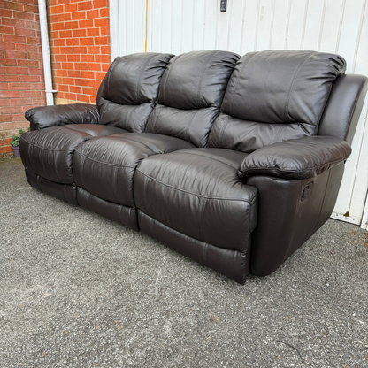 DFS classic 3+2 Seater Sofa Set - Manual Recliners - Genuine Brown Leather